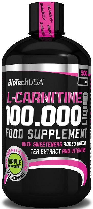 BioTechUSA L-Carnitine 100.000, Apple - 500 ml, maisto papildas, obuolių skonio