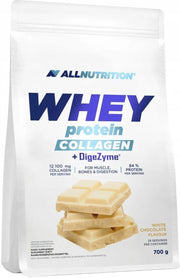 Allnutrition Whey Protein Collagen + DigeZyme, White Chocolate - 700 gramų