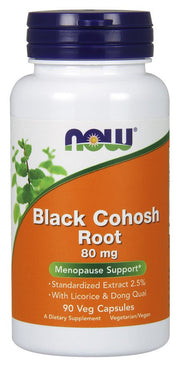 NOW Foods Black Cohosh Root, 80mg - 90 kapsulių, maisto papildas menopauzei