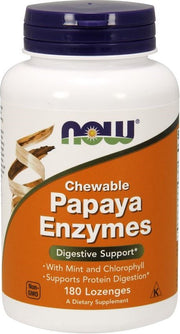 NOW Foods Papaya Enzyme, Chewable - 180 pastilių, maisto papildas, virškinimo palaikymas