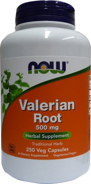 NOW Foods valerijonų šaknys, 500mg, 250 kapsulių, miegui ir poilsiui, sveikata