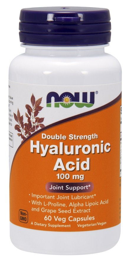 NOW Foods Hyaluronic Acid, 100mg Double Strength - 60 kapsulių