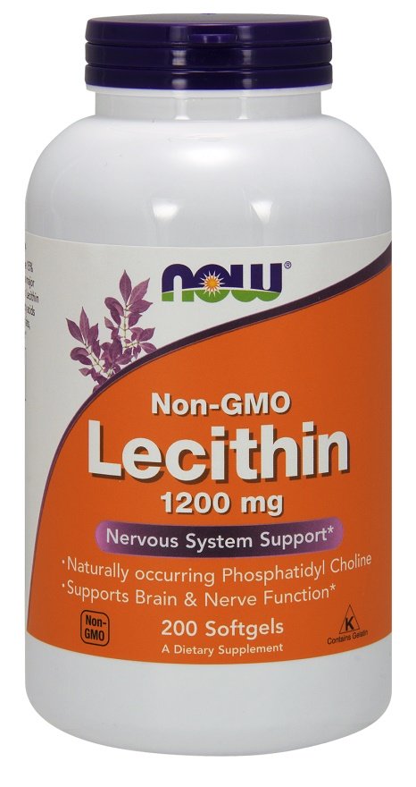 NOW Foods Lecithin, 1200mg Non-GMO - 200 kapsulių, sveikata ir nervų sistema