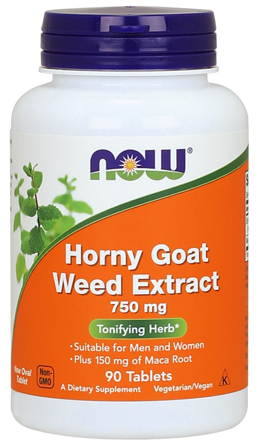 NOW Foods Horny Goat Weed Extract, 750mg - 90 tablečių, maisto papildas, libido ir seksualinei sveikatai