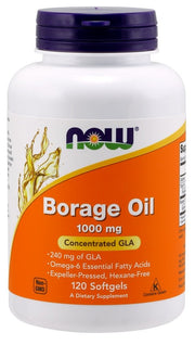 NOW Foods Borage Oil, 1000mg - 120 kapsulių, maisto papildas, aliejai, Omega-3