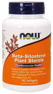 NOW Foods Beta-Sitosterol Plant Sterols - 90 kapsulių, sveikata, cholesterolio mažinimas