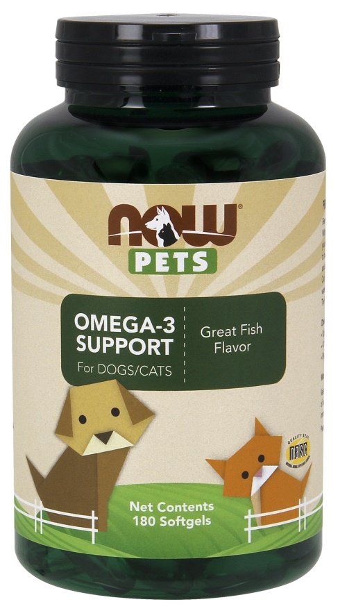 NOW Foods gyvūnų Omega-3 papildas, 180 kapsulių