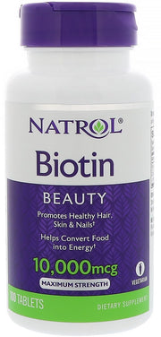 Natrol Biotin maisto papildas, 10000mcg, tabletės