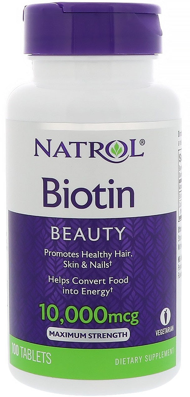 Natrol Biotin maisto papildas, 10000mcg, tabletės