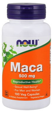 NOW Foods Maca, 500mg - 100 kapsulių, maisto papildas, seksualinei sveikatai