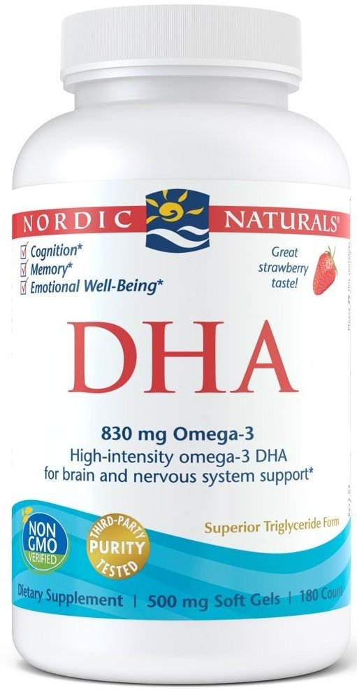 Nordic Naturals DHA, 830 mg maasikas - 180 kapslit