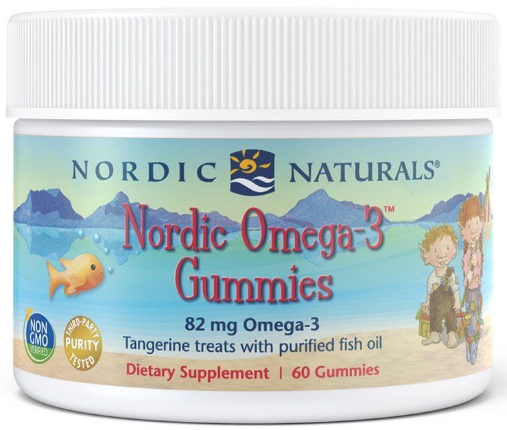 Nordic Naturals Omega-3 guminukai, 82mg Tangerine Treats, 60 vnt, sveikatai