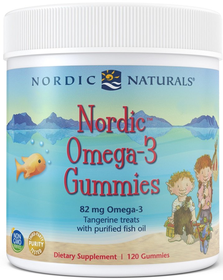 Nordic Naturals Omega-3 guminukai, 82mg Tangerine Treats, 120 vnt, sveikatai