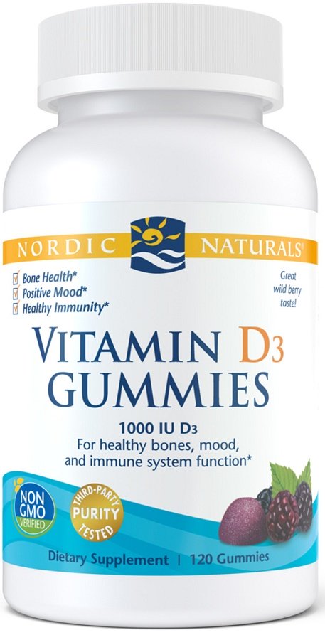 Nordic Naturals D3-vitamiini kummikommid, 1000 RÜ metsamarjad - 120 kummikommi