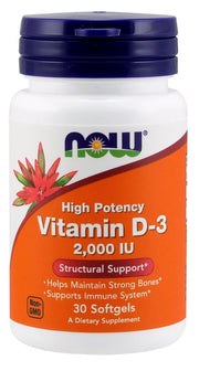 NOW Foods Vitamin D-3, 2000 IU - 30 kapsulių