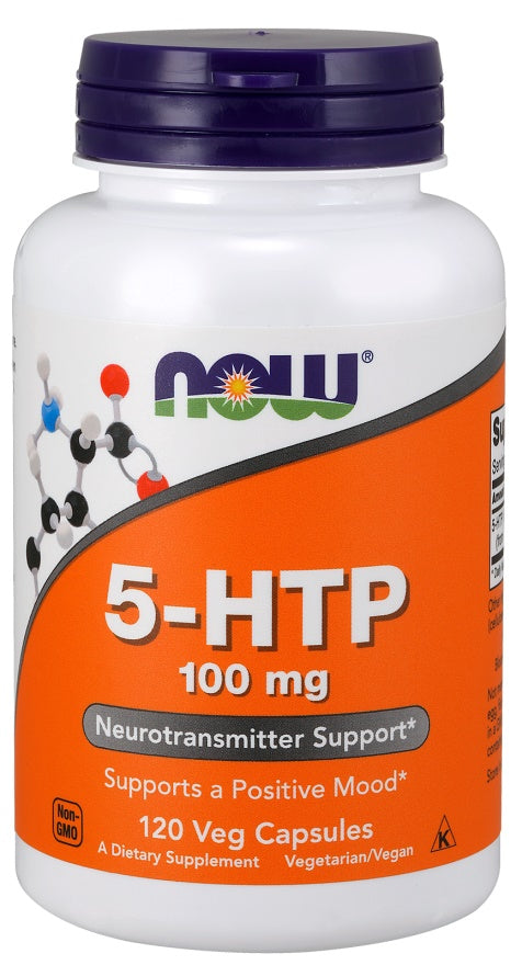 NOW Foods 5-HTP, 100mg - 120 kapsulių, maisto papildas nervų sistemai