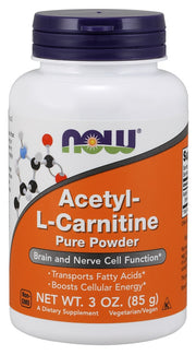 NOW Foods Acetyl-L-Carnitine milteliai, 85 g, maisto papildas sportui