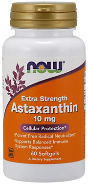 NOW Foods Astaxanthin papildas, 10mg, 60 kapsulių
