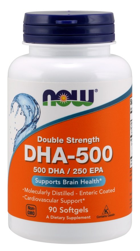 NOW Foods DHA-500, 500 DHA / 250 EPA - 90 kapsulių