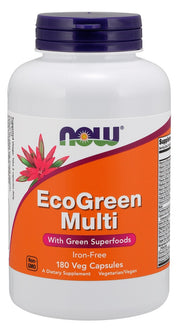 NOW Foods EcoGreen Multi, be geležies, 180 kapsulių, maisto papildas