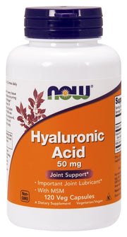 NOW Foods Hialurono rūgštis su MSM, 50mg, 120 kapsulių