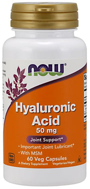 NOW Foods Hialurono Rūgštis su MSM, 50mg, 60 kapsulių