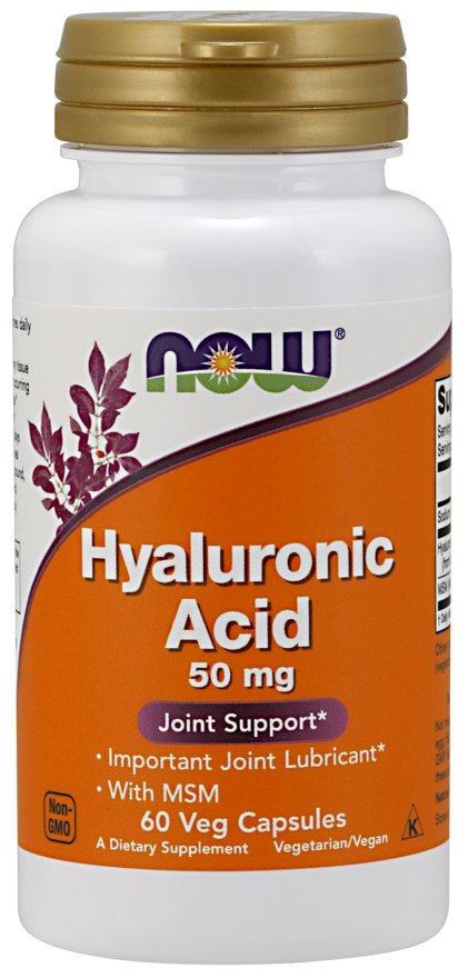 NOW Foods Hialurono Rūgštis su MSM, 50mg, 60 kapsulių