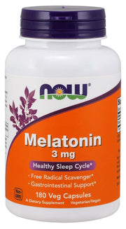 NOW Foods Melatoninas, 3mg, 180 kapsulių