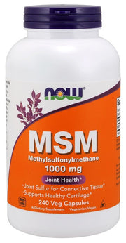 NOW Foods MSM Methylsulphonylmethane, 1000mg - 240 kapsulių, maisto papildas, sanariams
