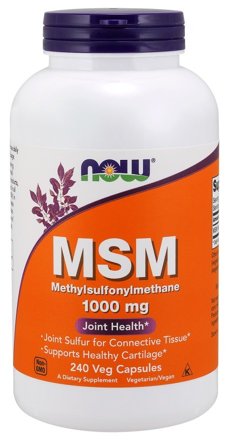 NOW Foods MSM Methylsulphonylmethane, 1000mg - 240 kapsulių, maisto papildas, sanariams