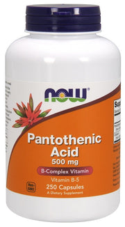 NOW Foods Pantothenic Acid, 500mg - 250 kapsulių, maisto papildas, vitaminai ir mineralai