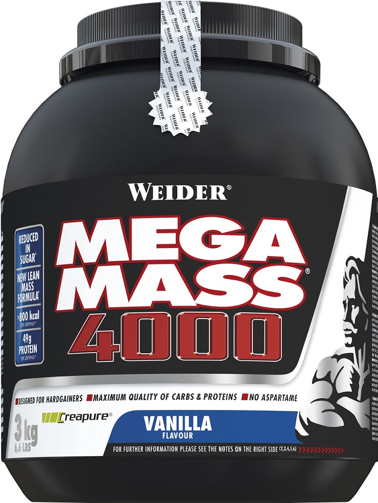 Weider Mega Mass 4000, Vanilės skonio, 3000 g, maisto papildas