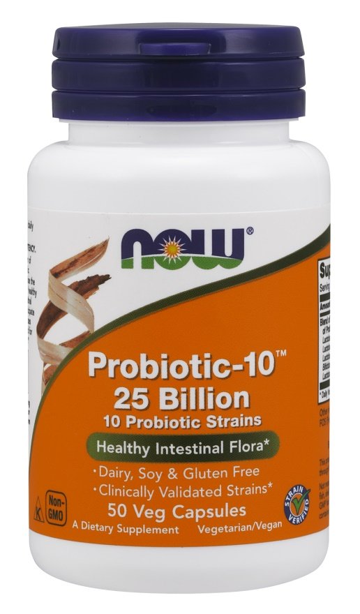 NOW Foods Probiotic-10, 25 Billion - 50 kapsulių, sveikatos papildas