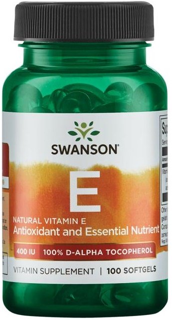 Swanson Vitamin E, 400 IU natūralus maisto papildas, 100 kapsulių