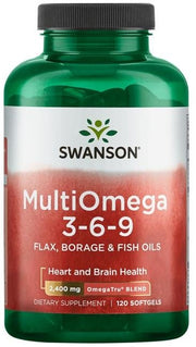 Swanson MultiOmega 3-6-9 kapsulės, žuvų, linų ir borage aliejai, sveikatos papildas
