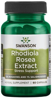 Swanson Rhodiola Rosea ekstraktas - 60 kapsulių, maisto papildas stresui mažinti