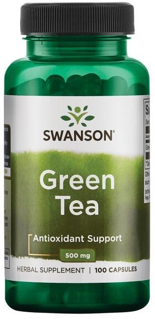 Swanson žaliųjų arbatų papildas, 500mg, 100 kapsulių