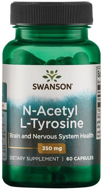 Swanson N-Acetyl L-Tyrosine, 350mg - 60 kapsulių, maisto papildas, amino rūgštys