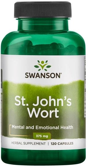 Swanson St. John's Wort, 375mg - 120 kapsulių, žolelių papildas sveikatai