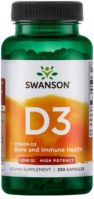 Swanson D3 vitaminas kapsulės, imuninės sistemos stiprinimui
