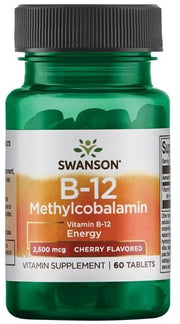 Swanson B-12 Methylcobalamin, 2500mcg, vyšnių skonio, 60 tablečių