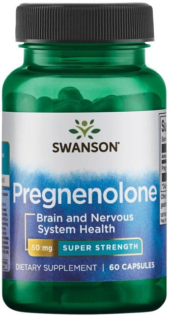 Swanson Pregnenolone, 50mg, 60 kapsulių, maisto papildas, nervų ir smegenų sveikatai