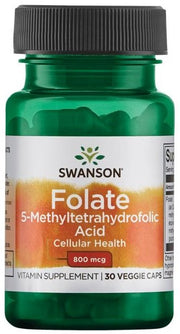 Swanson Folate maisto papildas, 30 kapsulių, vitaminas B9
