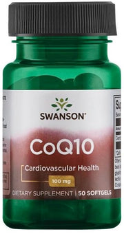 Swanson CoQ10, 100mg - 50 kapsulių, maisto papildas, širdies sveikatai