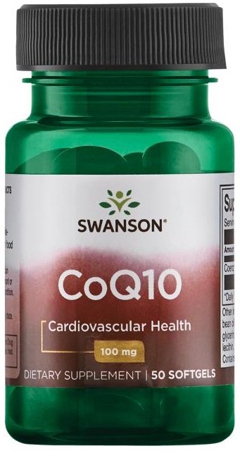 Swanson CoQ10, 100mg - 50 kapsulių, maisto papildas, širdies sveikatai