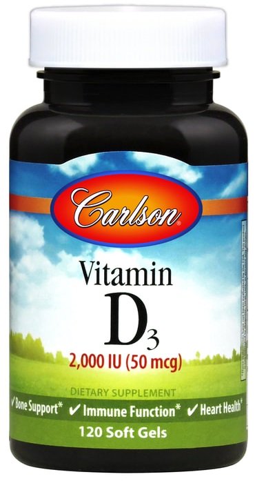 Vitaminų D3 papildas Carlson Labs, 120 kapsulių