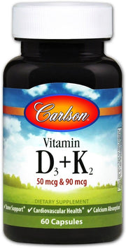 Vitaminų papildas Carlson Labs D3+K2 kapsulės