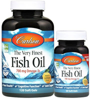 Carlson Fish Oil kapsulės, omega-3, natūralus citrinos skonis