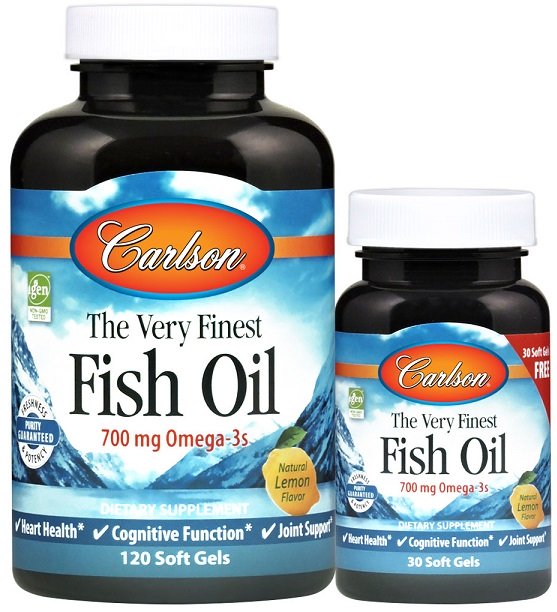 Carlson Fish Oil kapsulės, omega-3, natūralus citrinos skonis