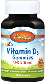 Vaikų vitamino D3 guminukai, natūralūs vaisių skoniai, 60 vnt.